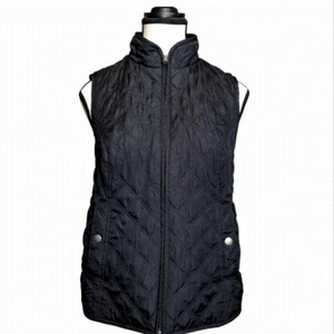 Vest Quilted Pockets Zipper Closure Black Color Size XSP CROFT & BARROW